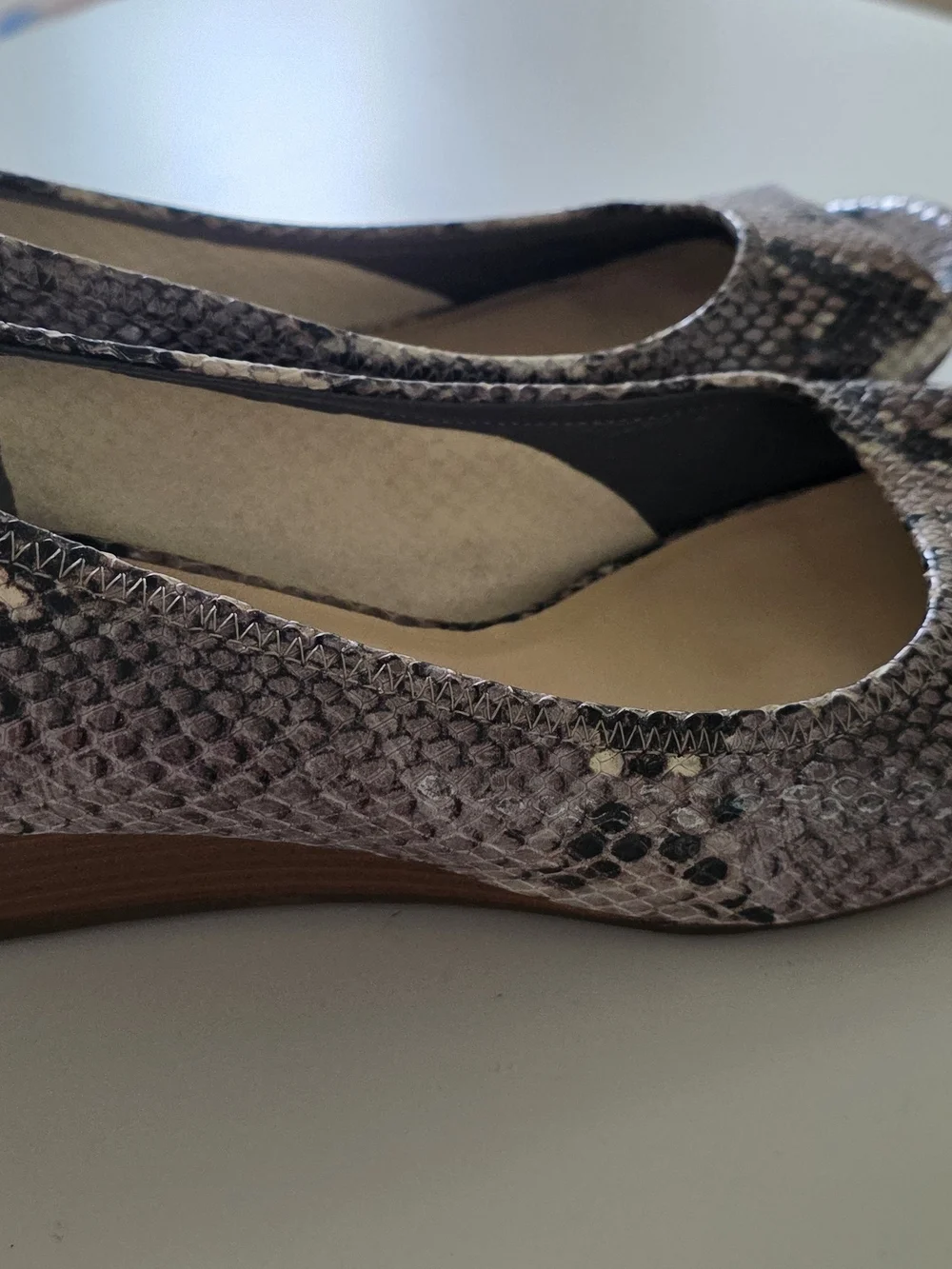 Cole Haan Women's Snake-Print Peep-Toe Flats in Brown